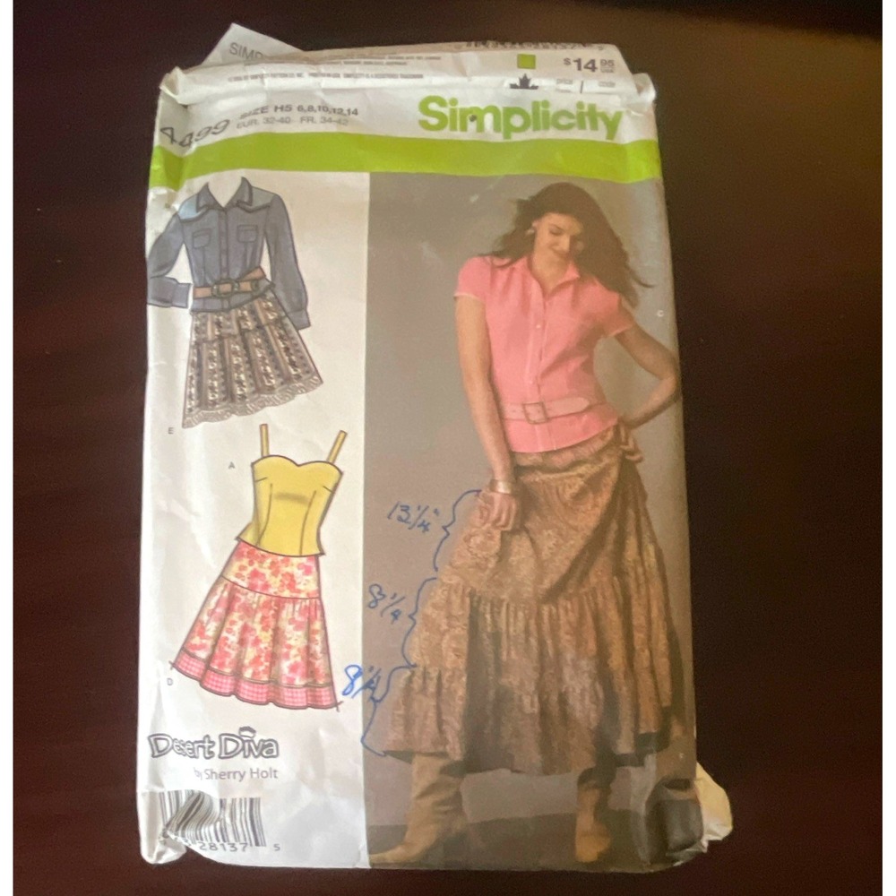Simplicity Desert Diva 4499 Misses Skirt Camisole Shirt Sewing Pattern Size 6-14